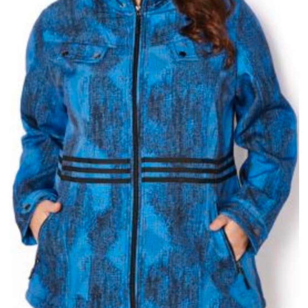 JACKET, PRINTED, ZIP FRONT, DUTCH BLUE, SZ 4X, HOOD, POCKETS, LONG SLEEVES, PENN